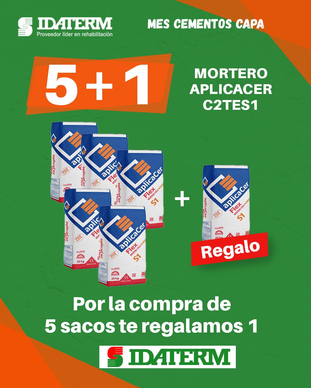 Adhesivo cementoso aplicacer flex promoción en Idaterm 5+1