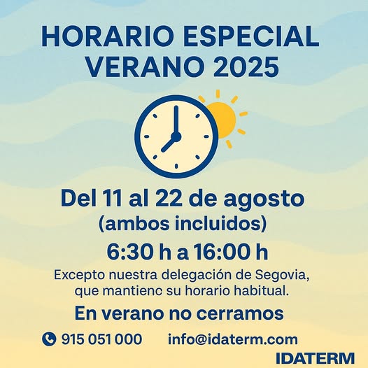 Horario Especial de Verano 2025