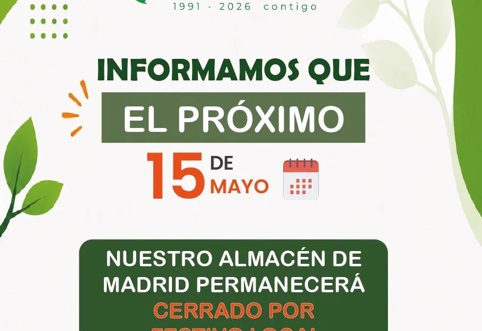 Aviso de festividad: San Isidro en Idaterm Madrid