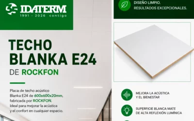 Techo Blanka E24 de Rockfon: Confort Acústico y Diseño de Alta Reflexión Lumínica para Espacios Profesionales
