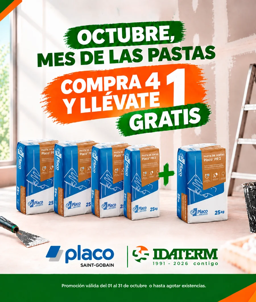 Oferta 4+1 Gratis en Pastas de Secado Rápido Placo PR 2 (Sacos 25 kg) Sacos de pasta de juntas Placo PR2 promocion compra 4 y llevate 1 gratis