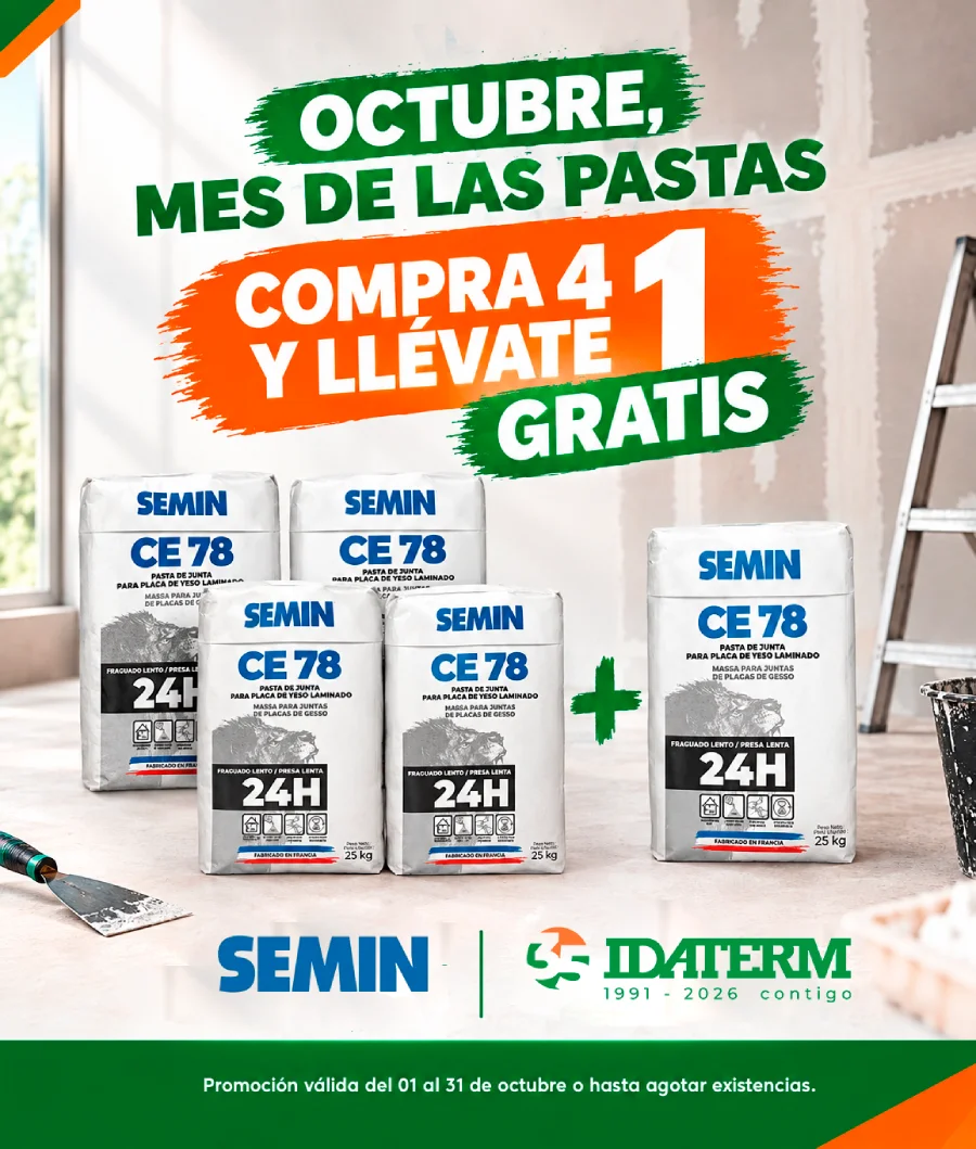 Oferta 4+1 Gratis en Pastas SEMIN CE 78 Fraguado Lento 24H (Sacos 25 kg) Sacos de pasta para tratamiento de juntas Semin CE 78 promocion 4 mas 1 gratis
