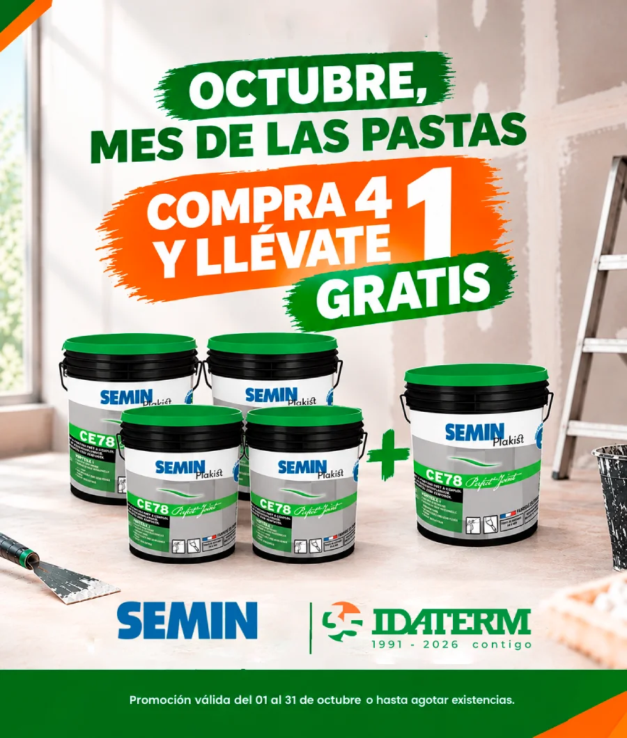Promoción 4+1 Gratis en Botes de Pasta Lista al Uso SEMIN Plakist CE 78 Botes de pasta de juntas lista al uso Semin Plakist CE 78 oferta 4 mas 1 gratis