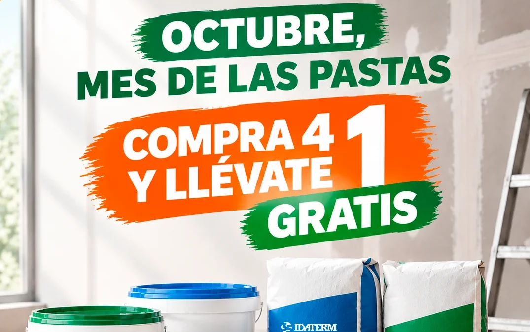 Octubre, Mes de las Pastas de Juntas en IDATERM: Compra 4 y Llévate 1 GRATIS en Placo y SEMIN