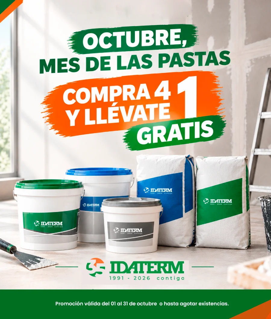 Promoción Octubre en IDATERM: 4+1 Gratis en Pastas de Juntas Placo y SEMIN Beneficios y caracteristicas de pasta de juntas Placo PR2 para placa de yeso laminado